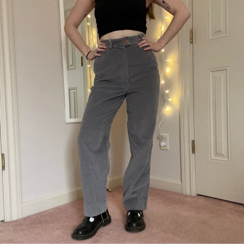 Vintage Grey High Rise Corduroy Pants